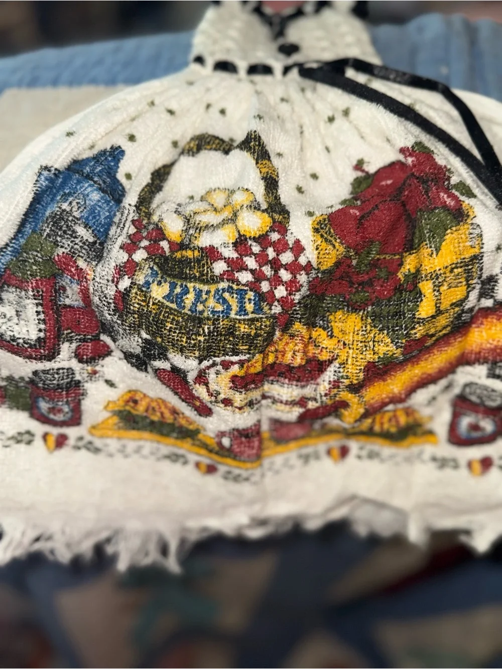 Vintage Handmade farmhouse oven hanging towel